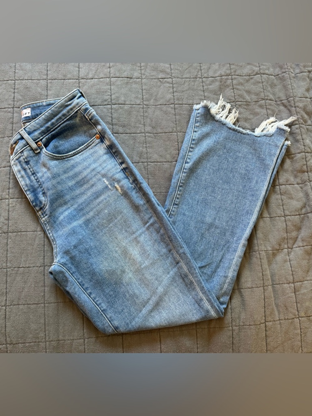 LOFT Light Blue Ankle Jeans with Frayed Hem